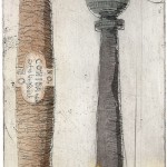 Zigarre und  Turm, 1999, Radierung, 15x26 cm